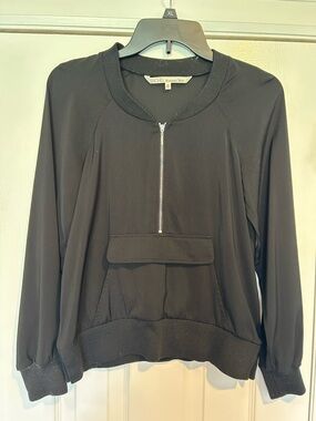 RACHEL Rachel Roy Black Zip-Front Bomber Top